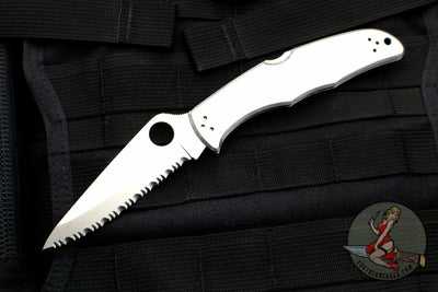 Spyderco Endura Satin Full Serrated with Stainless Steel Handles Lockback Knife C10S