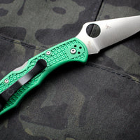 Spyderco Delica Green Handle VG-10 Satin Flat Ground Lockback Knife C11FPGR