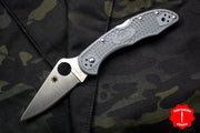 Spyderco Delica Gray Handle VG-10 Satin Flat Ground Lockback Knife C11FPGY