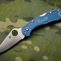 Spyderco Delica Blue Handle K390 Satin Flat Ground Lockback Knife C11FPK390