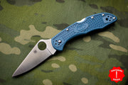 Spyderco Delica Blue Handle K390 Satin Flat Ground Lockback Knife C11FPK390