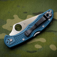 Spyderco Delica Blue Handle K390 Satin Flat Ground Lockback Knife C11FPK390