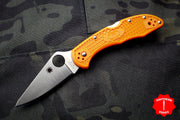 Spyderco Delica Orange Handle VG-10 Satin Flat Ground Lockback Knife C11FPOR