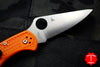Spyderco Delica Orange Handle VG-10 Satin Flat Ground Lockback Knife C11FPOR