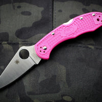 Spyderco Delica Pink Handle S30V Satin Flat Ground Lockback Knife C11FPPNS30V