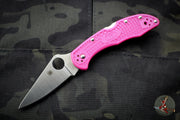Spyderco Delica Pink Handle S30V Satin Flat Ground Lockback Knife C11FPPNS30V