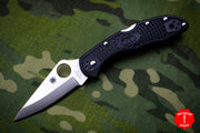 Spyderco Delica Black Handle VG-10 Satin Flat Ground Lockback Knife C11PBK
