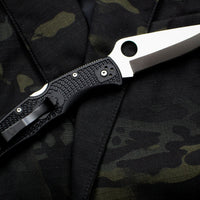Spyderco Endura Black Handle Satin Saber Ground Lockback Knife C10PBK