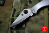 Spyderco Delica Stainless Steel Handle VG-10 Full Serrated Satin Flat Ground Lockback Knife C11S