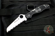 Spyderco Rescue 3 Thin Red Line Edition Black Handle Red Liner Full Serrated Satin Flat Ground Lockback Knife C14FSBKRD3