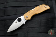 Spyderco Chaparral Maple Wood Handle Satin Flat Ground Lockback Knife C152WDP