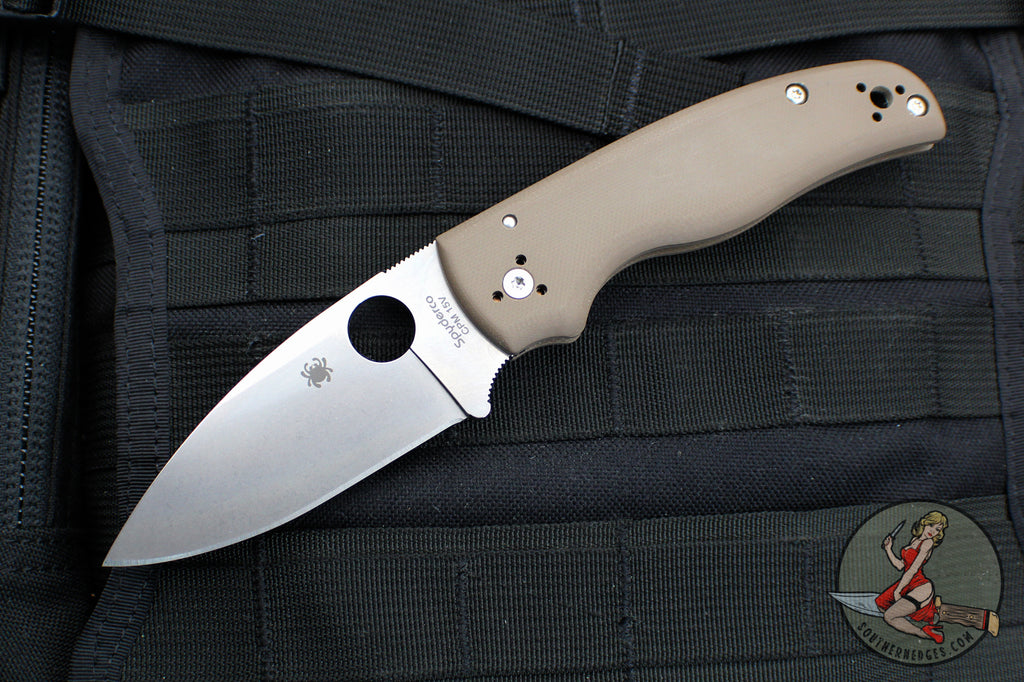 Spyderco Shaman- SPRINT RUN- Brown G-10 Handle- 15V Satin Saber Ground Blade C229GPBN15V