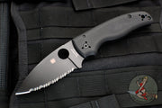 Spyderco Shaman- Black G-10 Handle- Black Drop Point Part Serrated- Compression Lock Knife C229GSBK