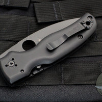 Spyderco Shaman- Black G-10 Handle- Black Drop Point Part Serrated- Compression Lock Knife C229GSBK