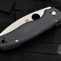 Spyderco Shaman- Black G-10 Handle- Satin Serrated Saber Ground Compression Lock Knife C229GS