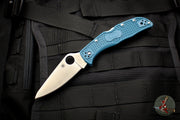 Spyderco Endela Folder Blue Handle Satin Flat Ground K390 Steel C243FPK390