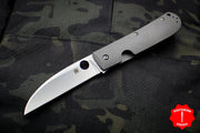 Spyderco Swayback Titanium Handle Stonewash Flat Ground Wharncliffe Folder C249TIP