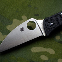 Spyderco RockJumper Black Handle Satin Flat Ground Wharncliffe Lockback Knife C254PBK