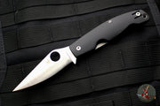 Spyderco Pattadese Black Handle Satin Flat Ground Linerlock Knife C257GP