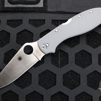 Spyderco Stretch 2 XL Lockback Knife- Gray G-10 Handle- Satin Flat Ground CRU-WEAR Steel Blade C258GPGYCW