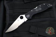 Spyderco Stretch 2 XL Lockback Knife- Black FRN Handle- Satin Flat Ground Part Serrated Blade C258PSBK