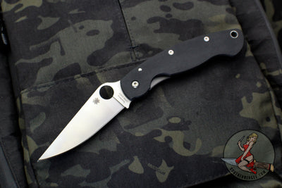 Spyderco Military Folding Knife- Modified Clip Point- Black G-10 with Satin Blade C36GPE