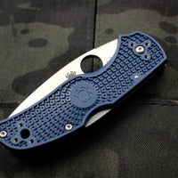Spyderco Native 5 Blue Handle Satin SPY27 Flat Ground Lockback Knife C41PCBL5