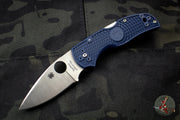 Spyderco Native 5 Dark Blue FRN Handle Satin CPM-S110V Flat Ground Lockback Knife C41PDBL5