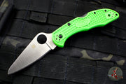 Spyderco Salt 2 Green FRN Handle LC200N Satin Flat Ground Lockback Knife C88FPGR2