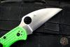 Spyderco Salt 2 Green FRN Handle Wharncliffe LC200N Satin Flat Ground Lockback Knife C88FPWCGR2