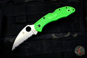 Spyderco Salt 2 Green FRN Handle Wharncliffe LC200N Satin Serrated Flat Ground Lockback Knife C88FSWCGR2