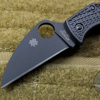 Spyderco Manbug Black Handle Black Wharncliffe Lockback Knife MBKWPBK