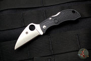 Spyderco Manbug Black Handle Satin Wharncliffe Lockback Knife MBKWP