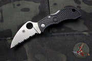 Spyderco Manbug Black Handle Satin Wharncliffe Lockback Knife MBKWS