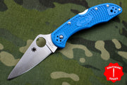 Spyderco Delica Blue Handle VG-10 Satin Flat Ground Lockback Knife C11FPBL