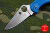 Spyderco Delica Blue Handle VG-10 Satin Flat Ground Lockback Knife C11FPBL