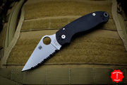 Spyderco Paramilitary 3 Black with Satin Full Serrated CPM S30V Steel Folder C223GS