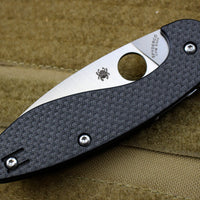 Spyderco Sliverax Satin Drop Point Flipper Knife Carbon Fiber Handle C228CFP