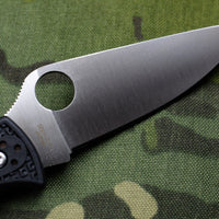 Spyderco Endela Black Handle Satin Flat Ground Lockback Knife C243PBK