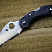 Spyderco Black Dragonfly Compact Folding Knife Satin Wharncliffe Edge C28FPWCBK2
