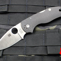Spyderco Native Carbon Fiber Black Handle Satin Flat Ground Lockback Knife C41CFFP5