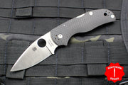 Spyderco Native Carbon Fiber Black Handle Satin Flat Ground Lockback Knife C41CFFP5