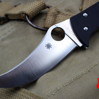 Spyderco Chinook Black Handle Satin Flat Ground Lockback Knife C63GP4