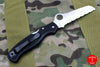 Spyderco Atlantic Black Handle Full Serrated Satin Flat Ground Lockback Knife C89SBK