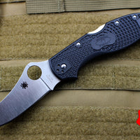 Spyderco Stretch Black Handle Satin Flat Ground Lockback Knife C90PBK2