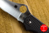 Spyderco Stretch Black Handle Satin Flat Ground Lockback Knife C90PBK2