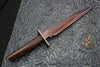 One-Off  Mick Strider Custom Fixed Short Sword- Forged Damascus Blade and Guard- Vintage Micarta Handle