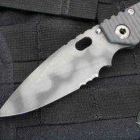 Mick Strider Custom SMF Folder- Serrated Camo Spearpoint with Double Flamed Titanium Handles