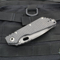 Mick Strider Custom SMF Folder- Serrated Camo Spearpoint with Double Flamed Titanium Handles