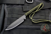 Strider Knives Small Fixed Blade Black Spearpoint with Green Cord